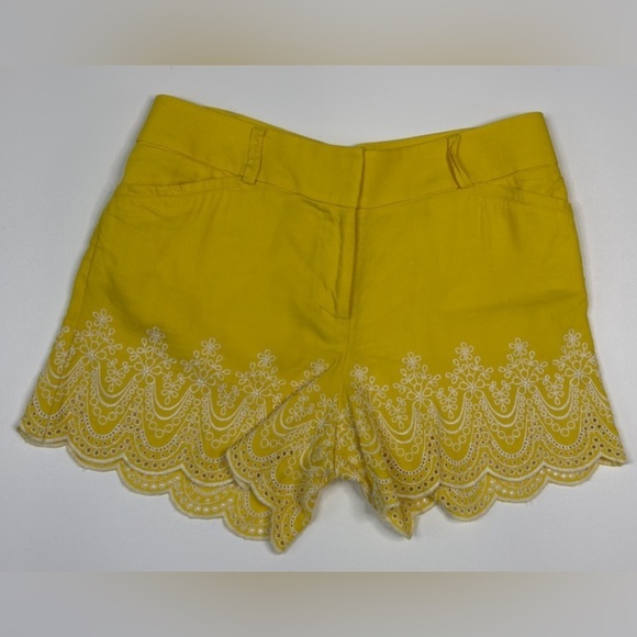 LOFT Linen Blend Riviera Lace Trim Bermuda Shorts Size 4 - Picture 7 of 7